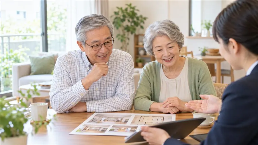 賃貸物件について相談する高齢者のご夫婦